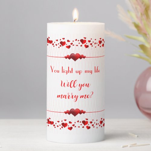 Will You Marry Me Valentine Proposal Pillar Candle