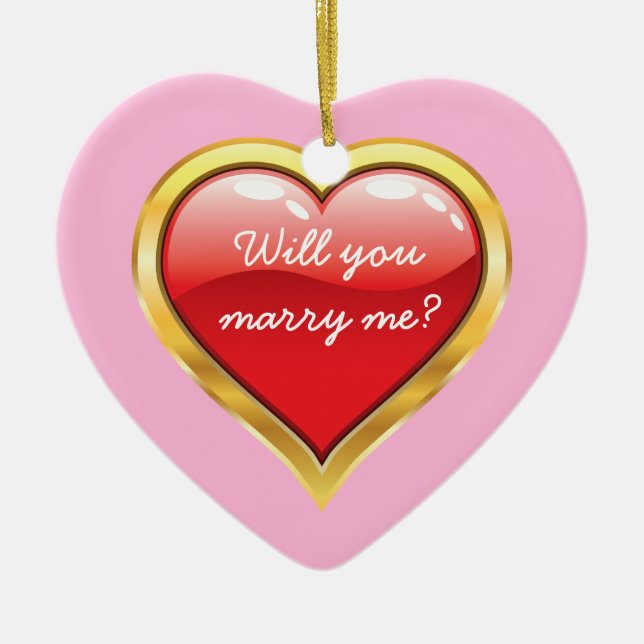 Will you marry me? Valentine's Day Ceramic Ornament (Front)