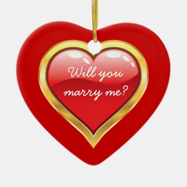 Will you marry me? Valentine's Day Ceramic Ornament (Front)