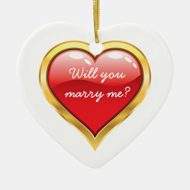 Will you marry me? Valentine's Day Ceramic Ornament (Front)
