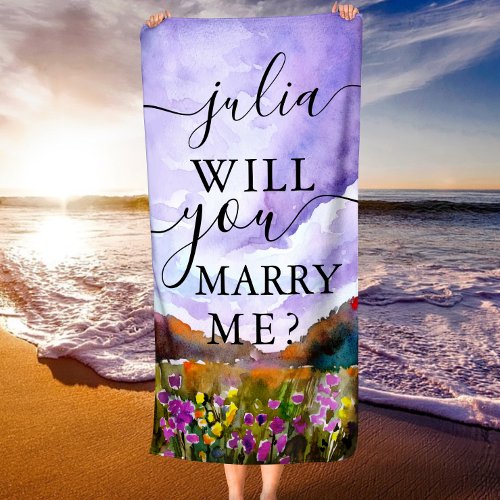 Will You Marry Me Wedding Proposal Beach Towel