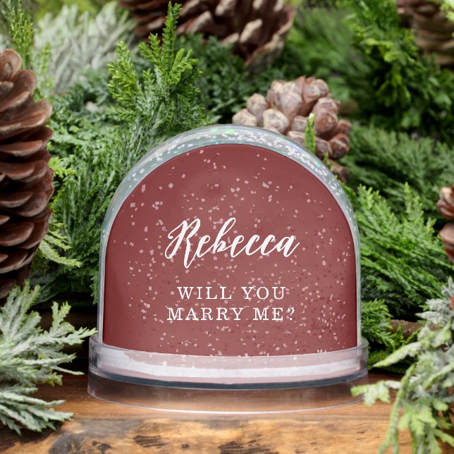 Will You Marry Me Wedding Proposal Photo Snow Globe (Winter)