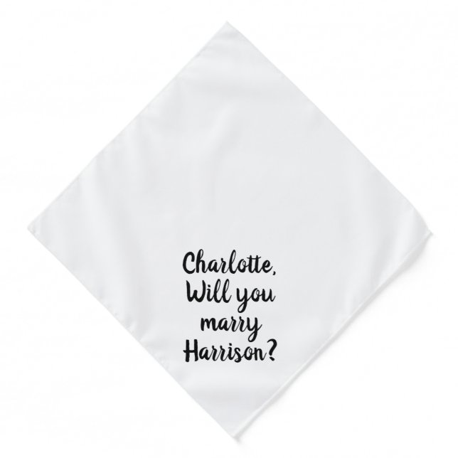 Will You Marry Me white custom proposal dog Bandana (Front)