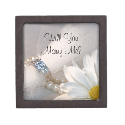 Will You Marry Me White Daisy Engagement Ring Box