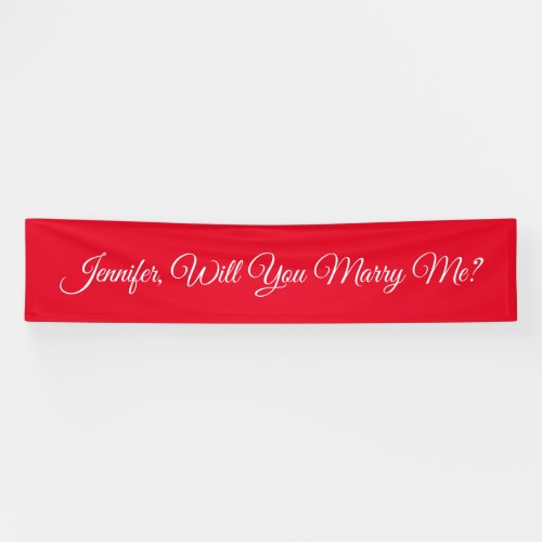 Will You Marry Me White Script Text Red Banner