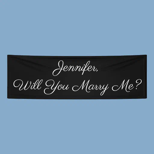 Will You Marry Me? White Text on Black Banner