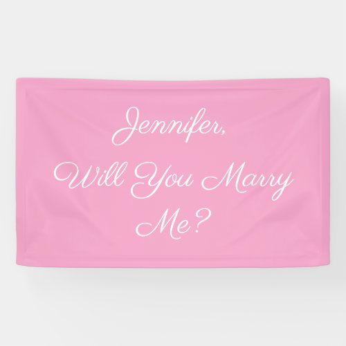 Will You Marry Me White Text on Pale Pink Banner