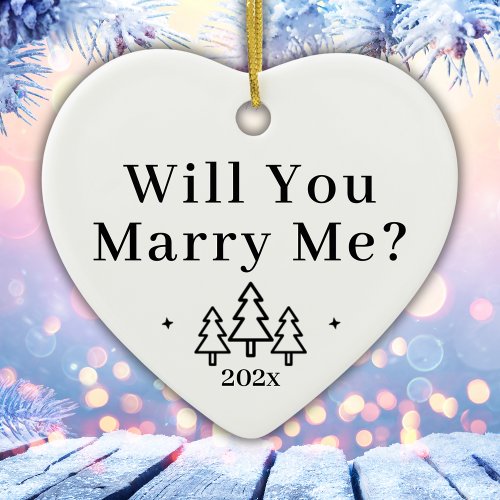 Will You Marry Me Winter Wedding Proposal Ceramic Ornament