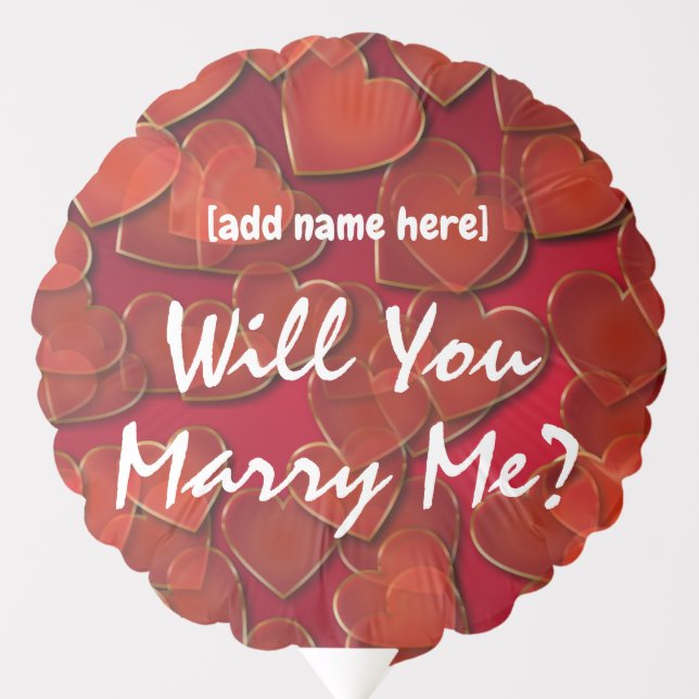 Will You Marry Me with hearts background Balloon (Front)