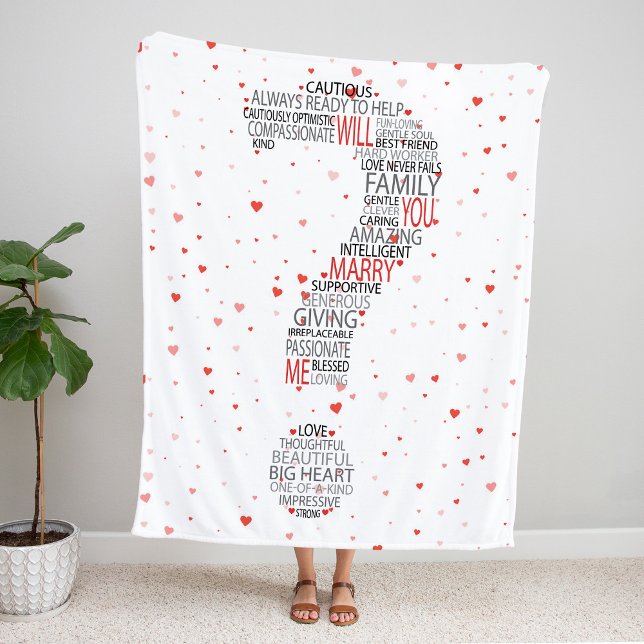 Will You Marry Me? Word Cloud with red hearts Sherpa Blanket (Creator Uploaded)