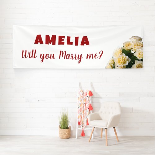 Will you marry me Yellow Rose Romantic Proposal Banner