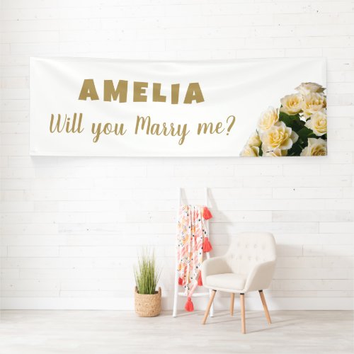 Will you marry me Yellow Rose Romantic Proposal Banner