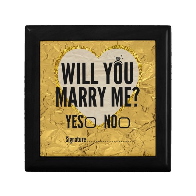 Will you marry me yes no sign Wedding black gold  Gift Box (Front)