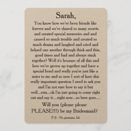 Will You Please Be My Bridesmaid? Custom Text Card