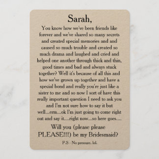 Will you please be my bridesmaid? Custom text card