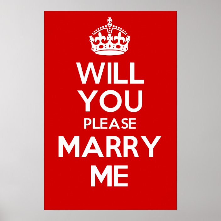 Will You Please Marry Me Red Poster Zazzle Com