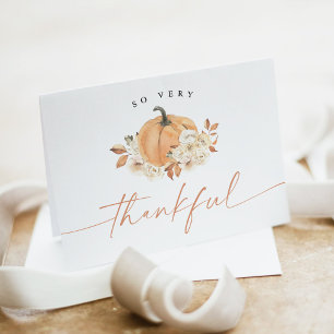 WILLA So Very Thankful Autumn Fall Pumpkin Letterpress Thank You Card