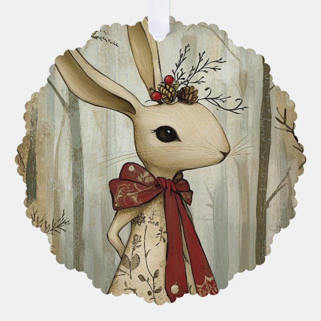 Willa the Rabbit | Woodland Whimsy  Ornament Card (Front)