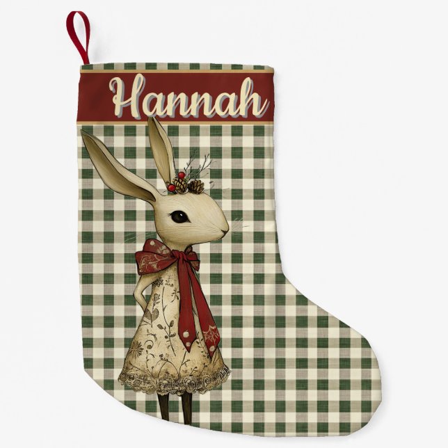 Willa the Rabbit | Woodland Whimsy  Small Christmas Stocking (Front)