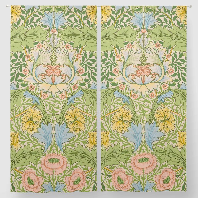 Willam Morris Myrtle Garden Floral Classic Blackout Curtains (Pair)