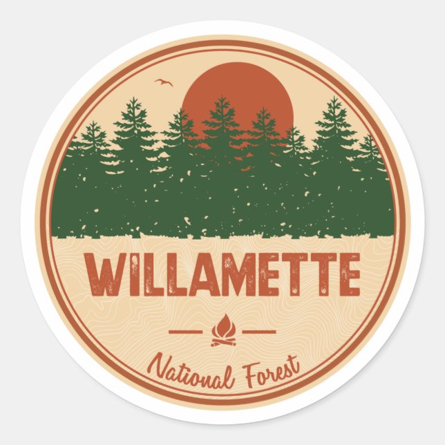 Willamette National Forest Classic Round Sticker (Front)
