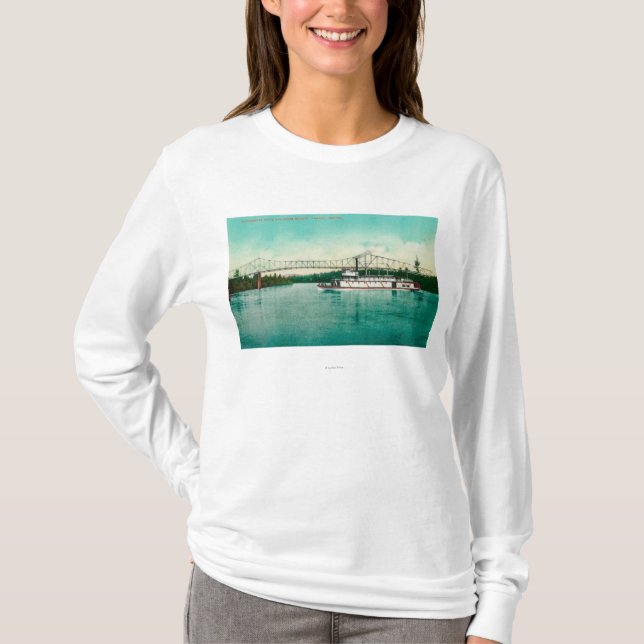 Willamette River and Steel Bridge in Albany T-Shirt (Front)
