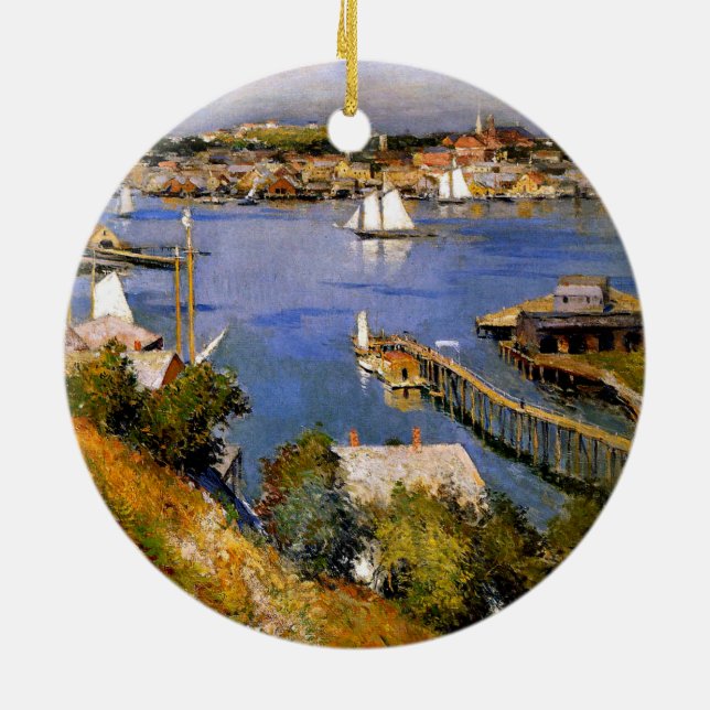 Willard Metcalf  Gloucester Harbor Ceramic Ornament (Back)