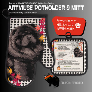 WILLEM black chow Oven Mitt and Pot Holders Oven Mitt & Pot Holder Set