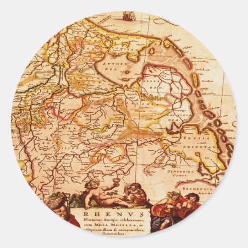 Willem Janszoon Blaeu Old German Map Collection Classic Round Sticker