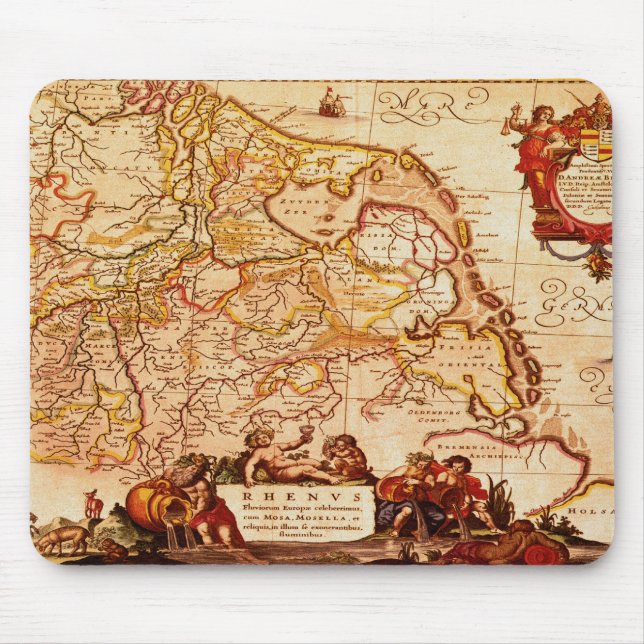 Willem Janszoon Blaeu Old German Map Collection Mouse Pad (Front)