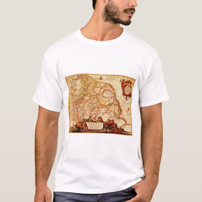 Willem Janszoon Blaeu Old German Map Collection T-Shirt (Front)