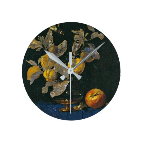 Willem Van Aelst - Still Life With Fruit Round Clock