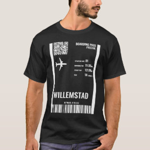 Willemstad Curacao Boarding Pass Airline Ticket Tr T-Shirt
