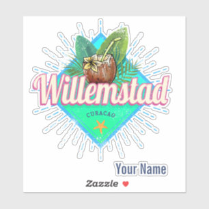 Willemstad Curacao Vacation Vintage Caribbean Sticker