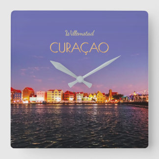 Willemstad Skyline at Night (customizable) Clock