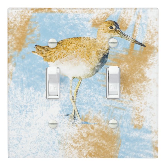 Willet Shorebird Artwork Beach & Coastal Living Light Switch Cover (In Situ)