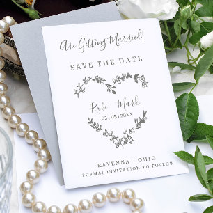 Willflowers Heart and Save the Date Quote Rubber Stamp