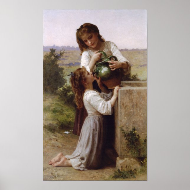William-Adolphe Bouguereau-At The Fountain Poster (Front)