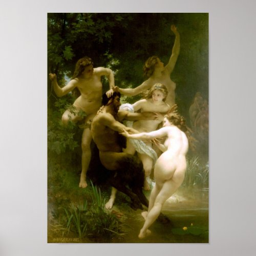 William_Adolphe Bouguereau_Nymphs and Satyr Poster