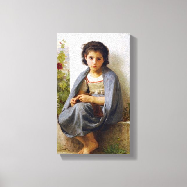 William-Adolphe Bouguereau - The Little Knitter Canvas Print (Front)