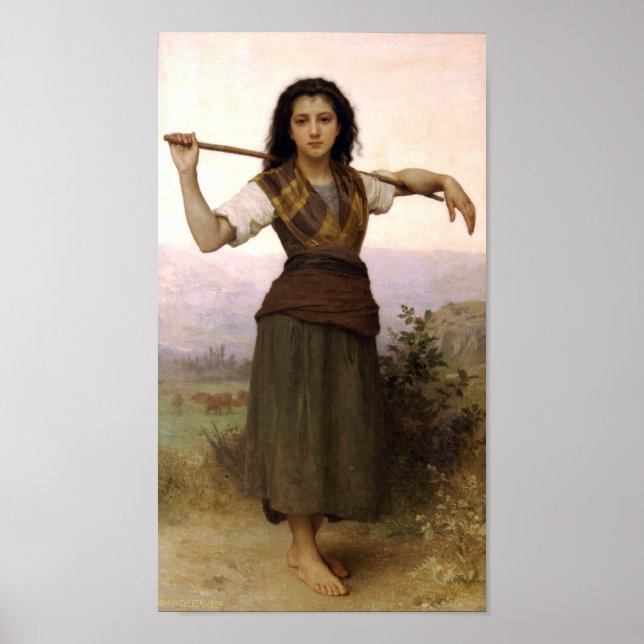 William-Adolphe Bouguereau-The Shepherdess Poster (Front)
