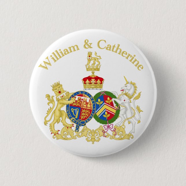 William and Catherine Coat of Arms Pinback Button (Front)