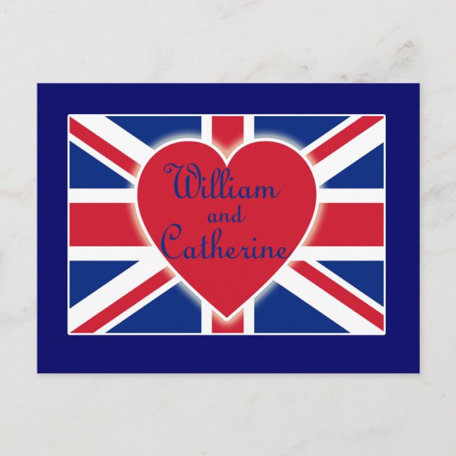 William and Catherine with Union Jack Products Postcard (Front)