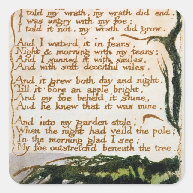 William Blake | A Poison Tree Square Sticker (Front)