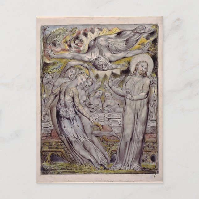 William Blake-Christ refusing the banquet by Satan Postcard (Front)