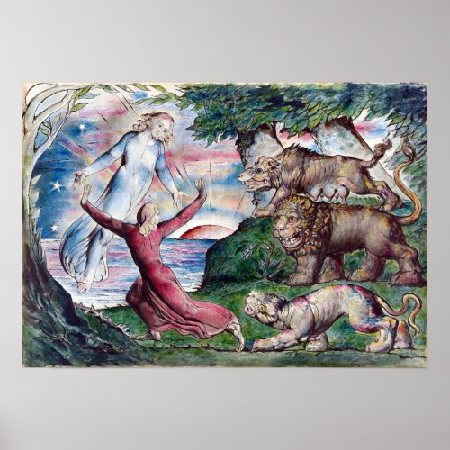 William Blake Dante Running From the Three Beasts Poster