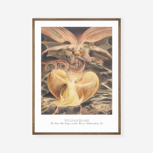 William Blake Great Red Dragon Woman Clothed Sun Poster