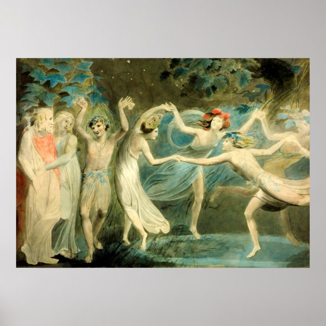 William Blake Oberon, Titania and Puck with Fairie Poster (Front)