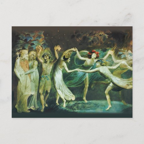 William Blake Oberon Titania and Puck with fairies Postcard