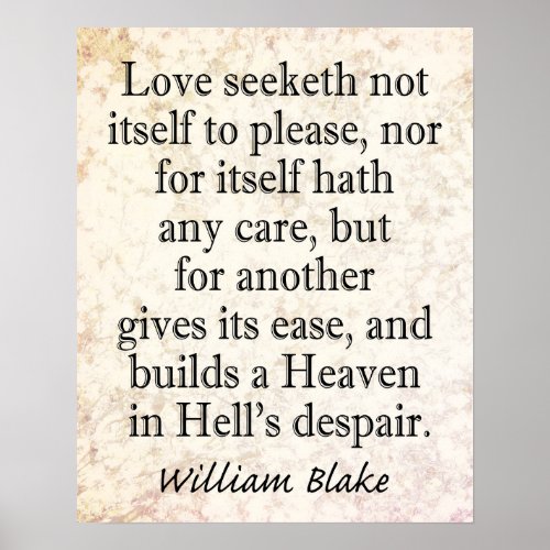 William Blake Quote _ Heaven in Hells Despair Poster